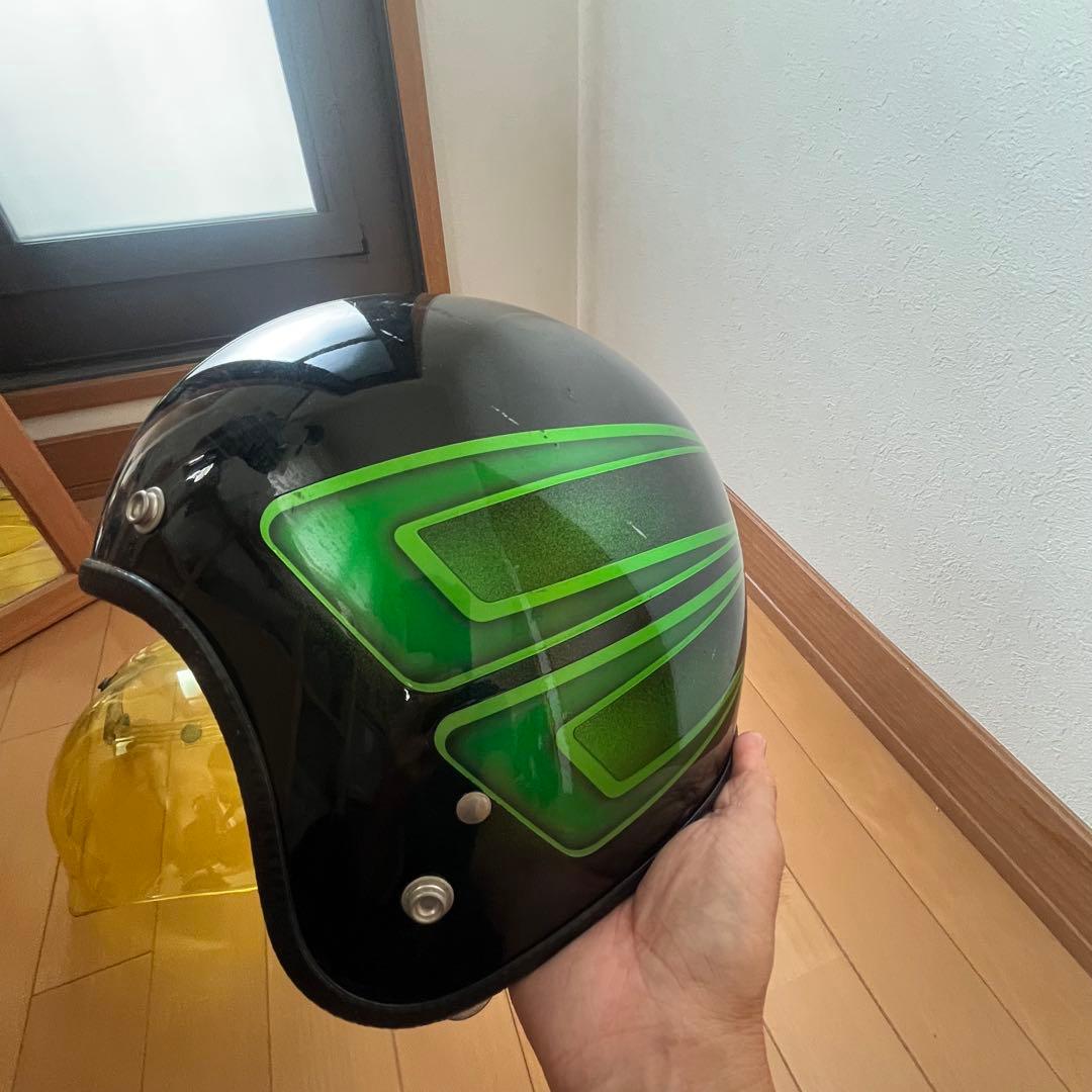 グラフィック　ヘルメット　フリーサイズ　バブルシールド付き　ビンテージ