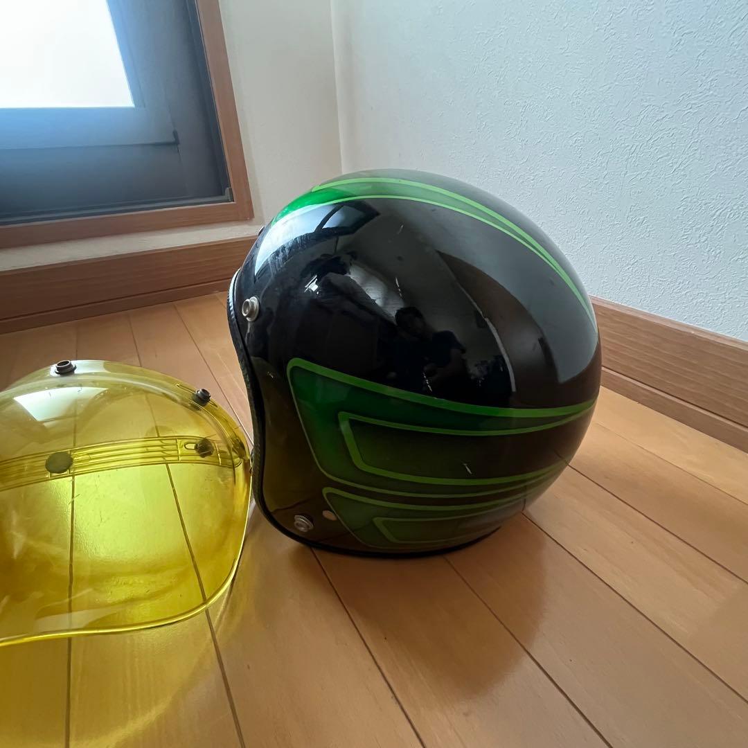グラフィック　ヘルメット　フリーサイズ　バブルシールド付き　ビンテージ