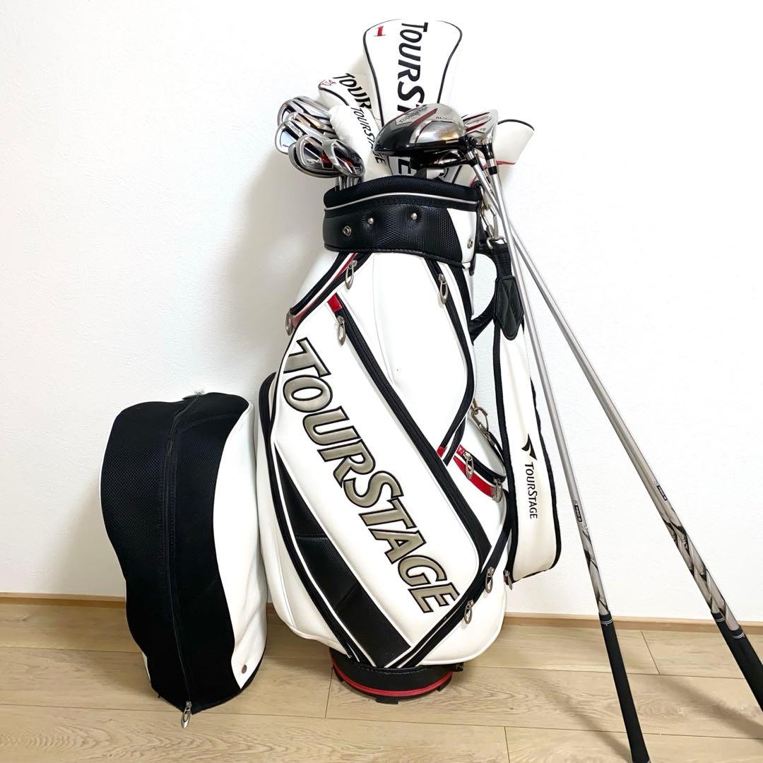 お得☆TOURSTAGEゴルフクラブ フルセット☆メンズ初心者キャディバッグ付S
