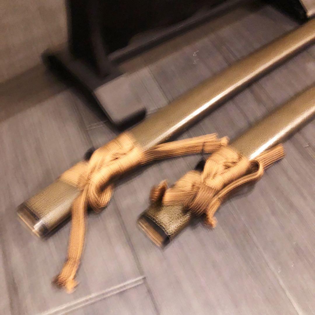 高級模造刀　居合刀　 美術刀剣　太刀　脇差　大小セット　2本セット　茶白拵え