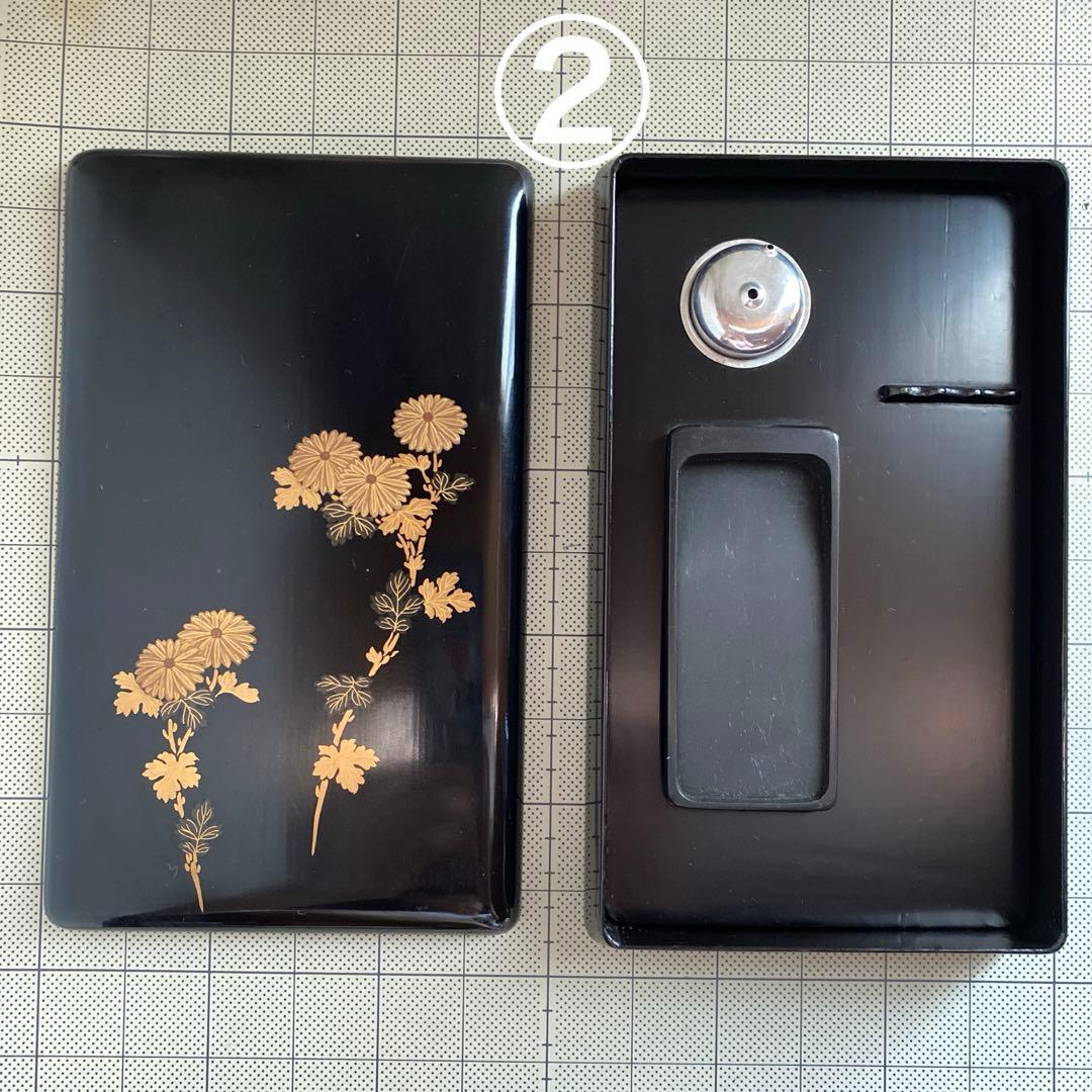 時代 文箱 蒔絵 硯箱 4点セット 菊模様