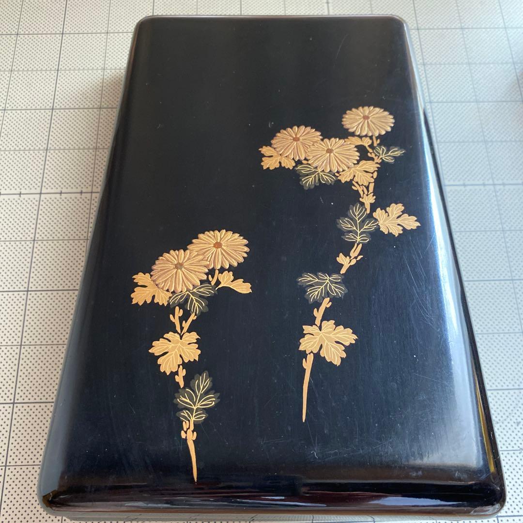 時代 文箱 蒔絵 硯箱 4点セット 菊模様