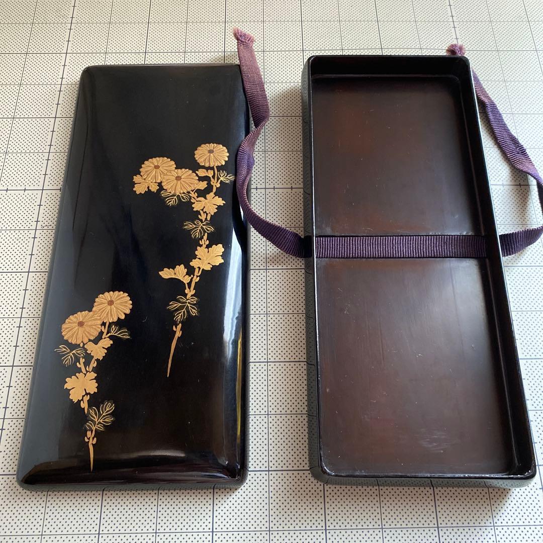 時代 文箱 蒔絵 硯箱 4点セット 菊模様