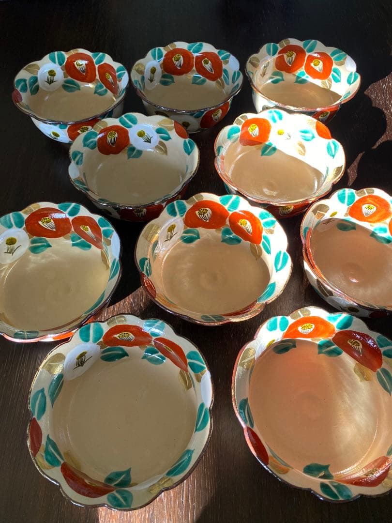 乾山写　京焼　椿向付5客 新品未使用