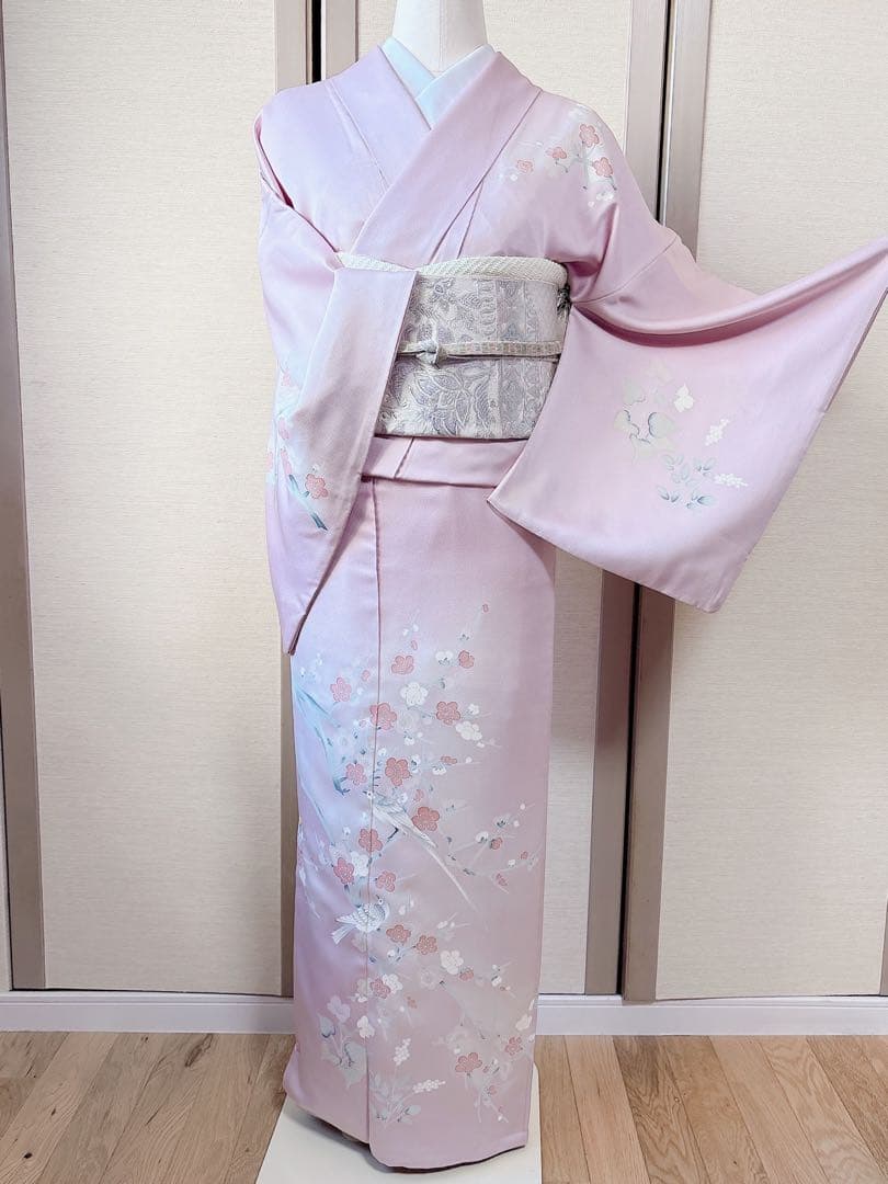 美品　訪問着　一つ紋　フルセット　裄66 加賀友禅 卒業式　入学式　M S 鳥