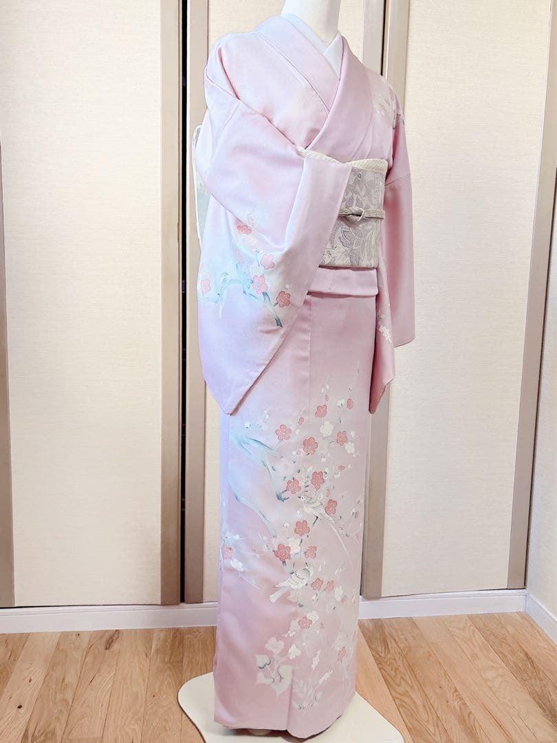 美品　訪問着　一つ紋　フルセット　裄66 加賀友禅 卒業式　入学式　M S 鳥