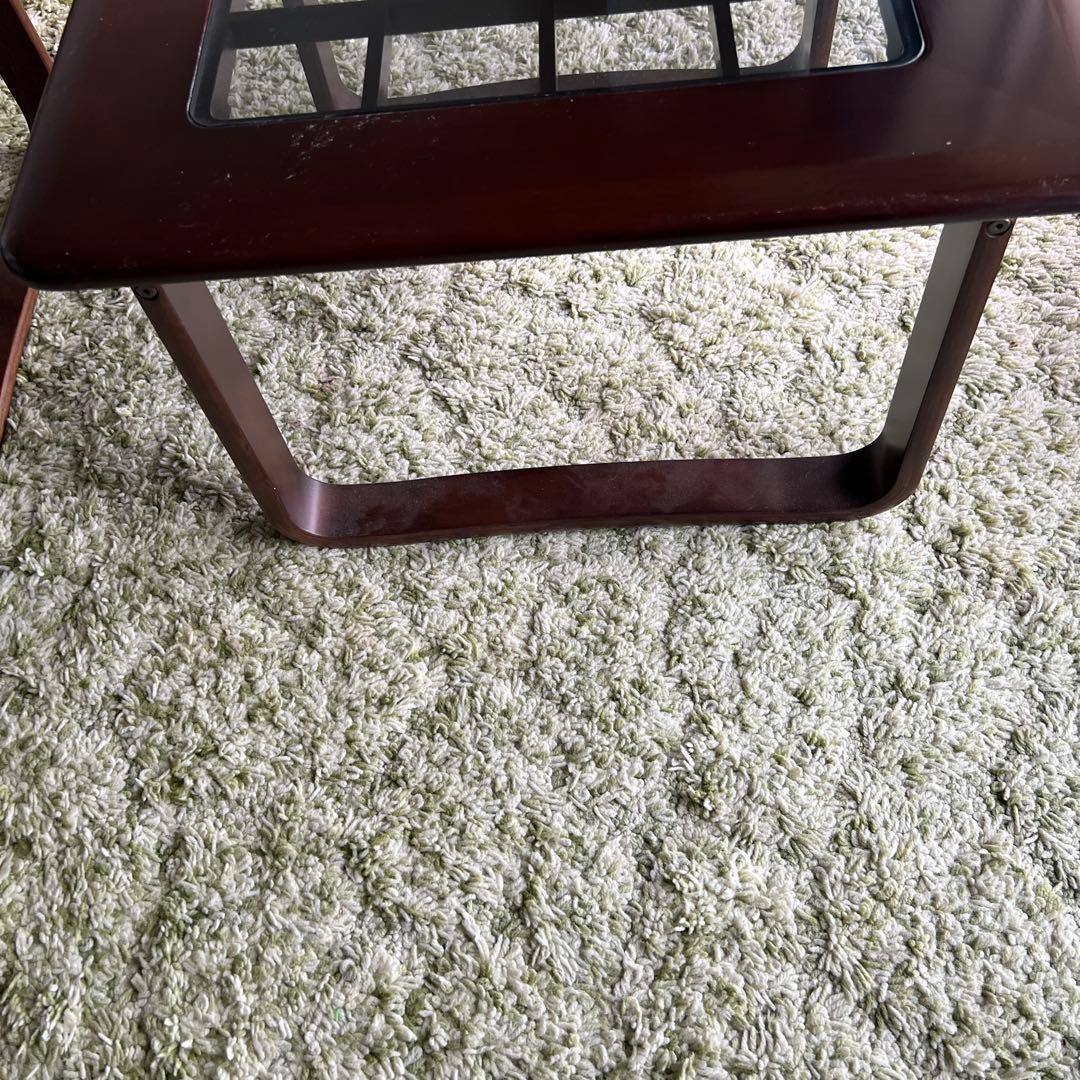 ダークブラウン、ガラステーブル美品