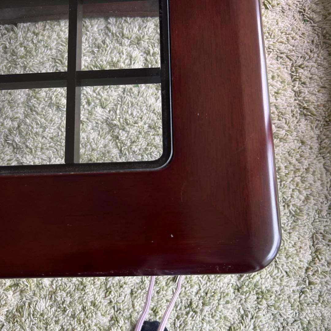 ダークブラウン、ガラステーブル美品