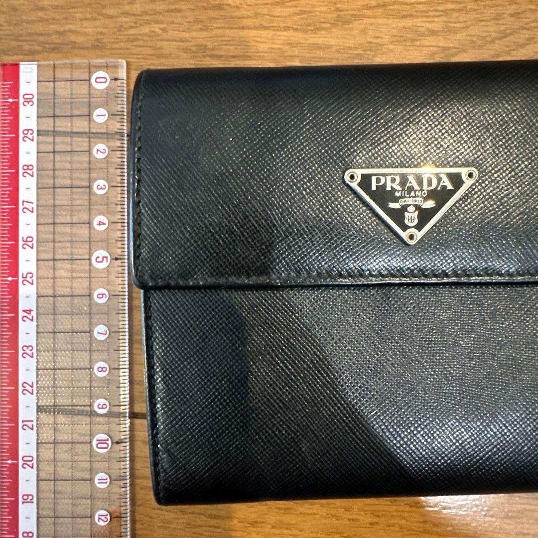 【美品‼️】PRADA ブラックレザー 三つ折り財布