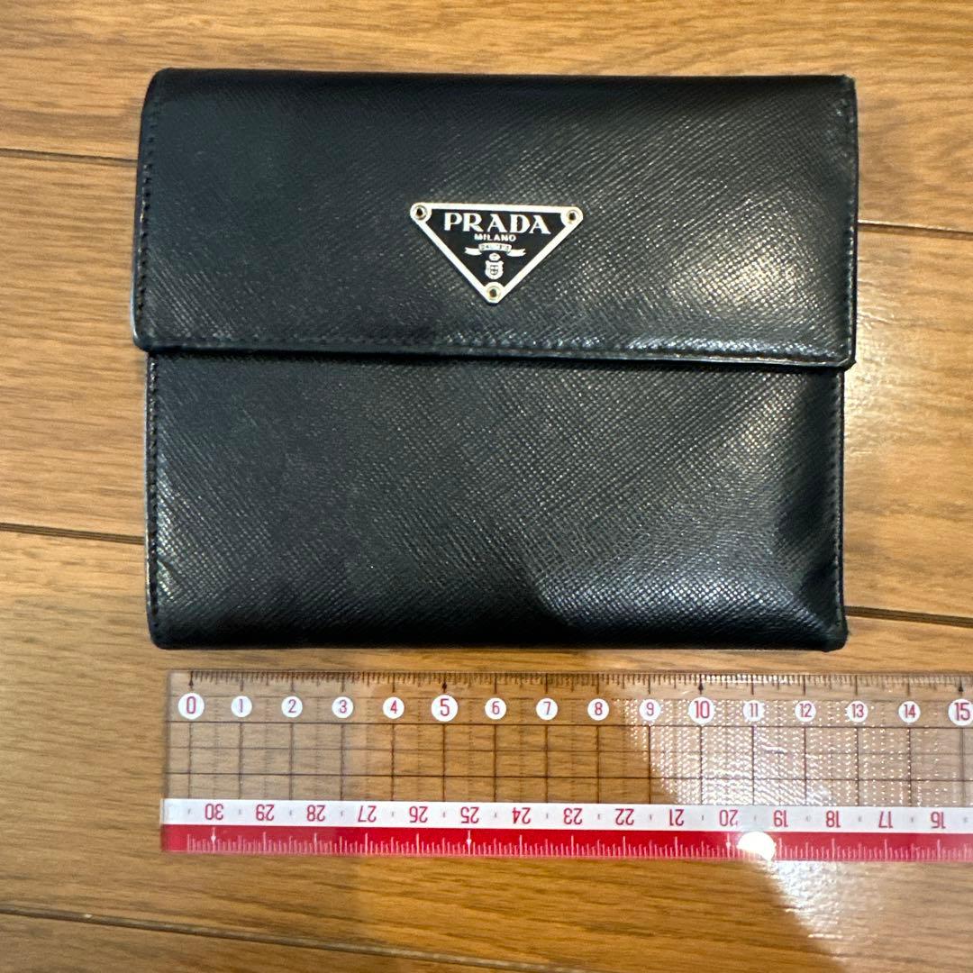 【美品‼️】PRADA ブラックレザー 三つ折り財布