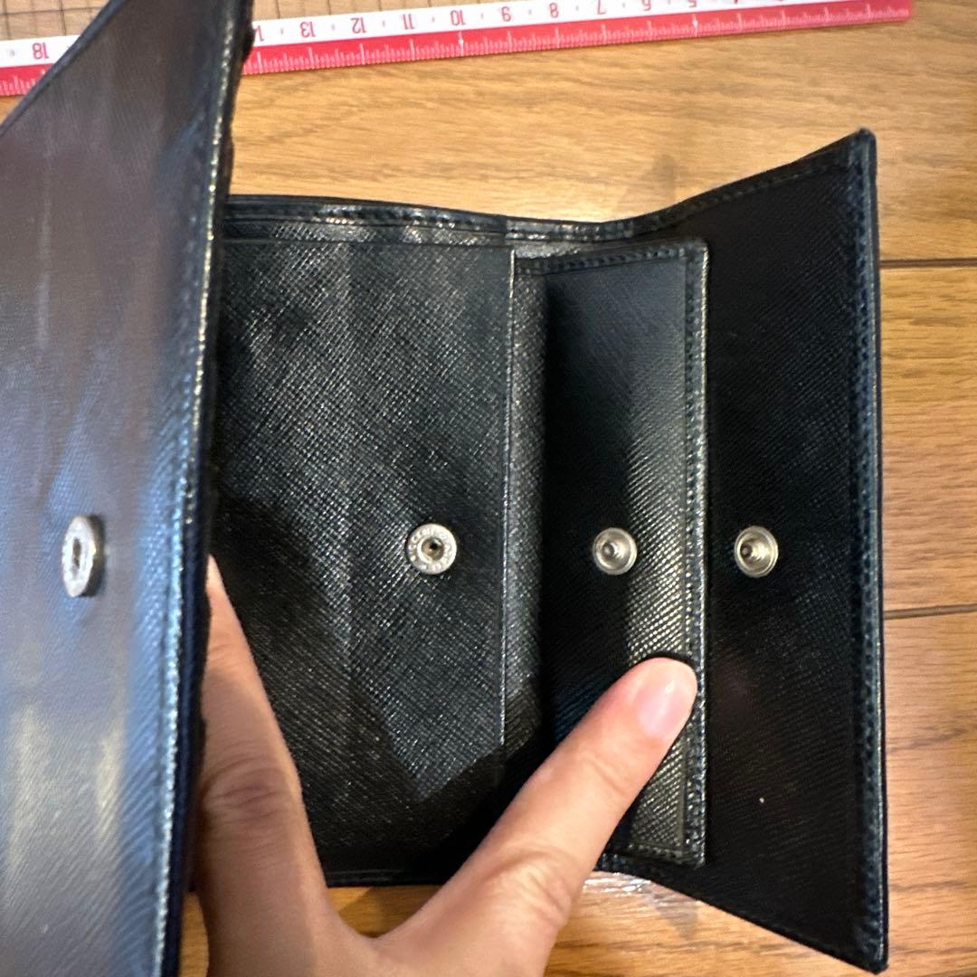 【美品‼️】PRADA ブラックレザー 三つ折り財布