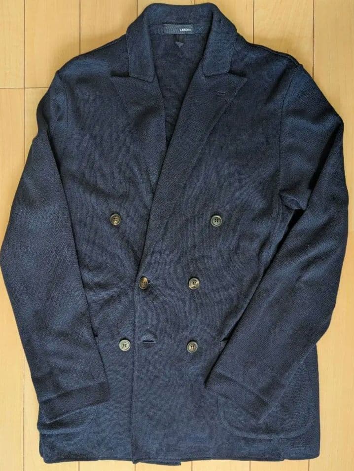 LARDINI ネイビー ダブルブレストニットジャケット
