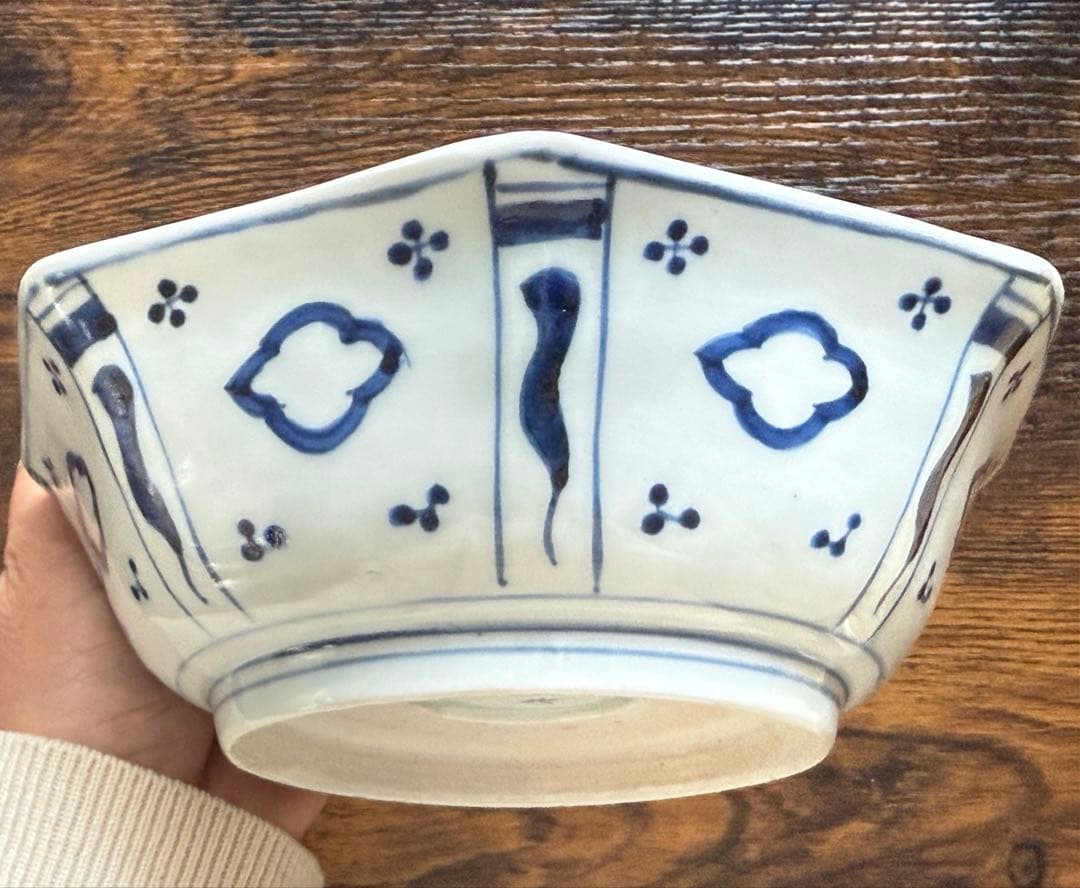 江戸後期、古伊万里、色絵金彩七角なます皿、かなり上手の品、丁寧に梱包して匿名発送