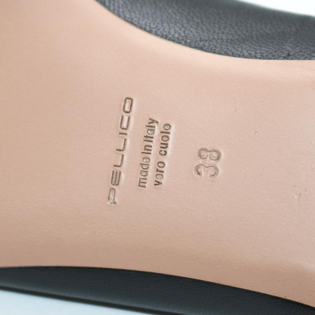 【極美品】ペリーコ ダマ フラットパンプス 38 黒 レザー スクエアトゥ 革靴