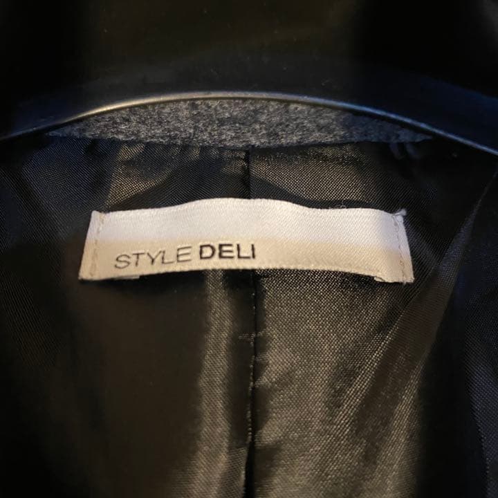 STYLE DELI ダブルボタンロングチェスターコート（S,ダークグレー）