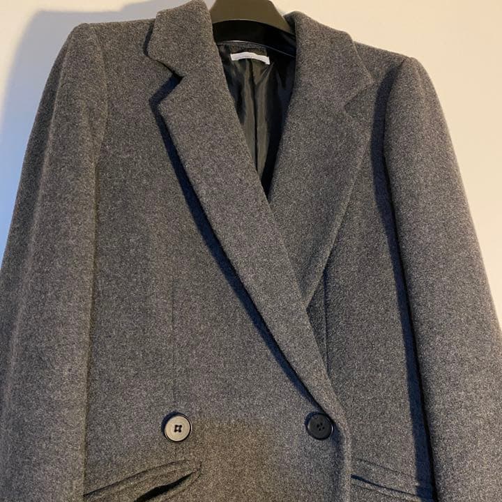 STYLE DELI ダブルボタンロングチェスターコート（S,ダークグレー）