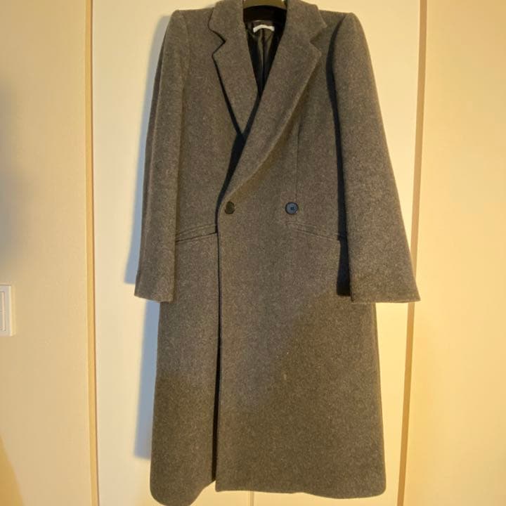 STYLE DELI ダブルボタンロングチェスターコート（S,ダークグレー）