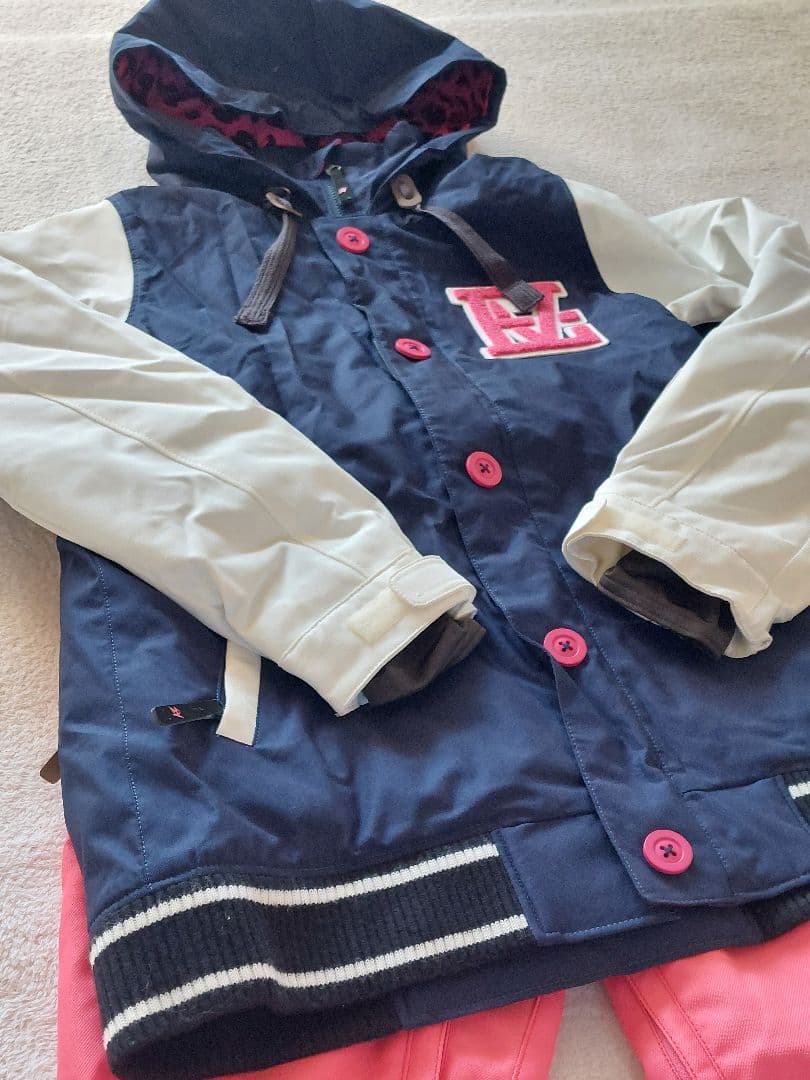 ネイビー/ピンク スノーボードウェアセット　Lサイズ
