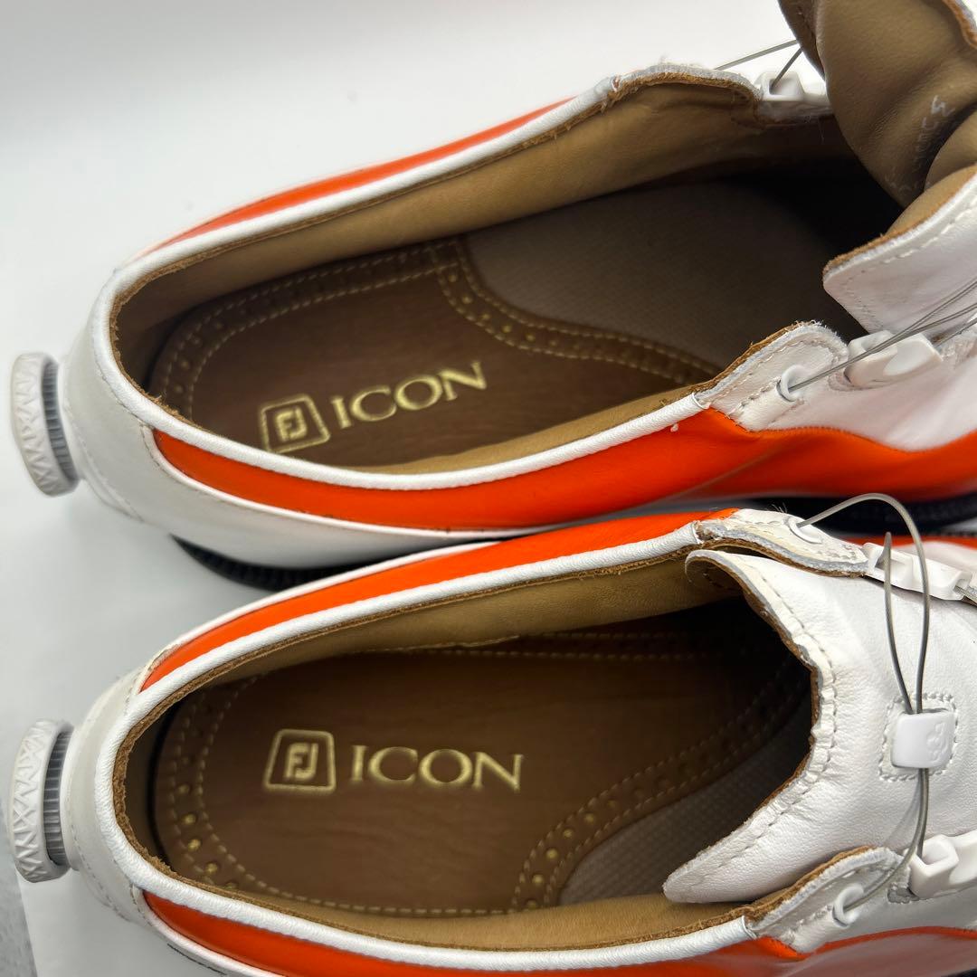 cgyxh878フットジョイ ICON ゴルフシューズ ホワイトオレンジ