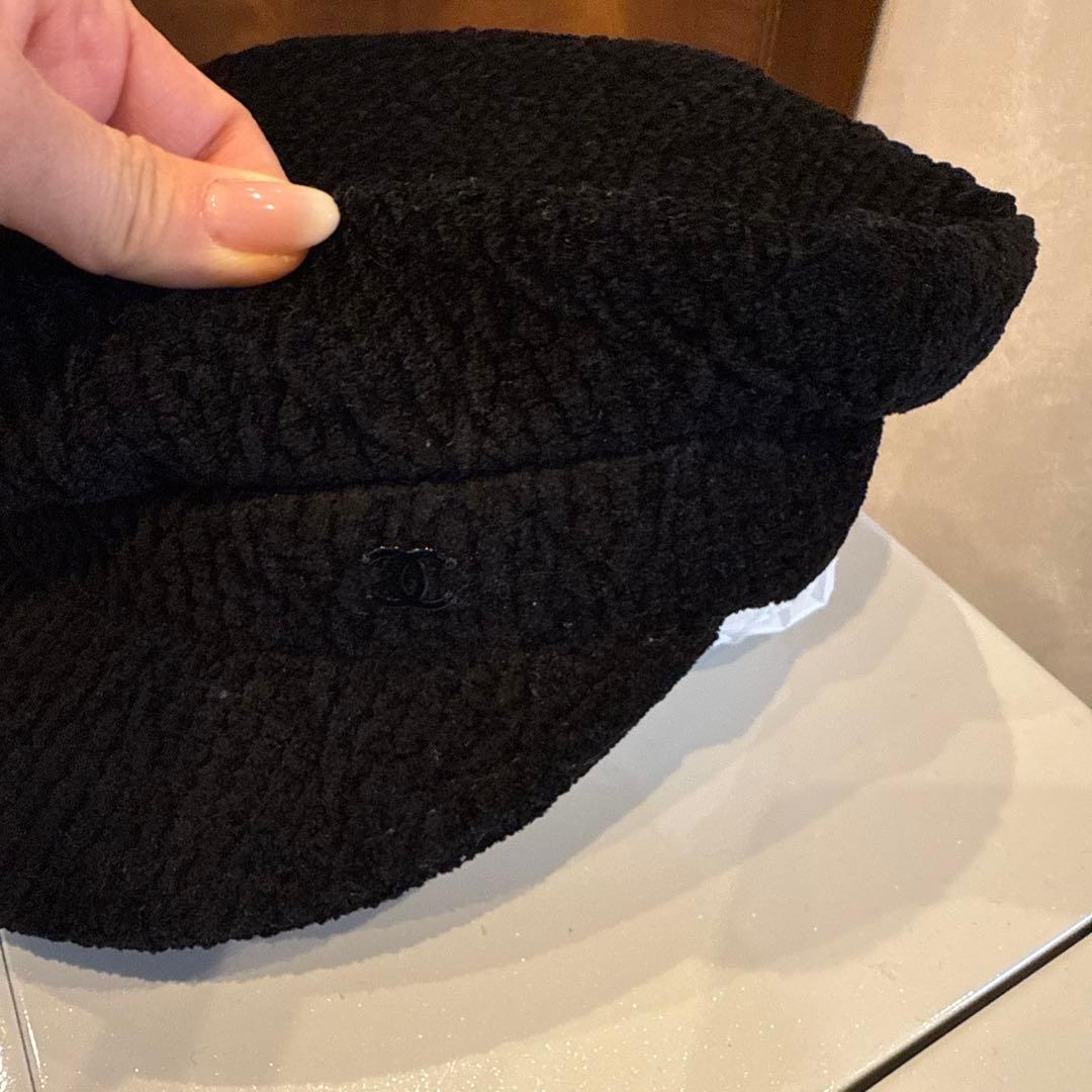 CHANELシャネル帽子キャスケットツイードブラック