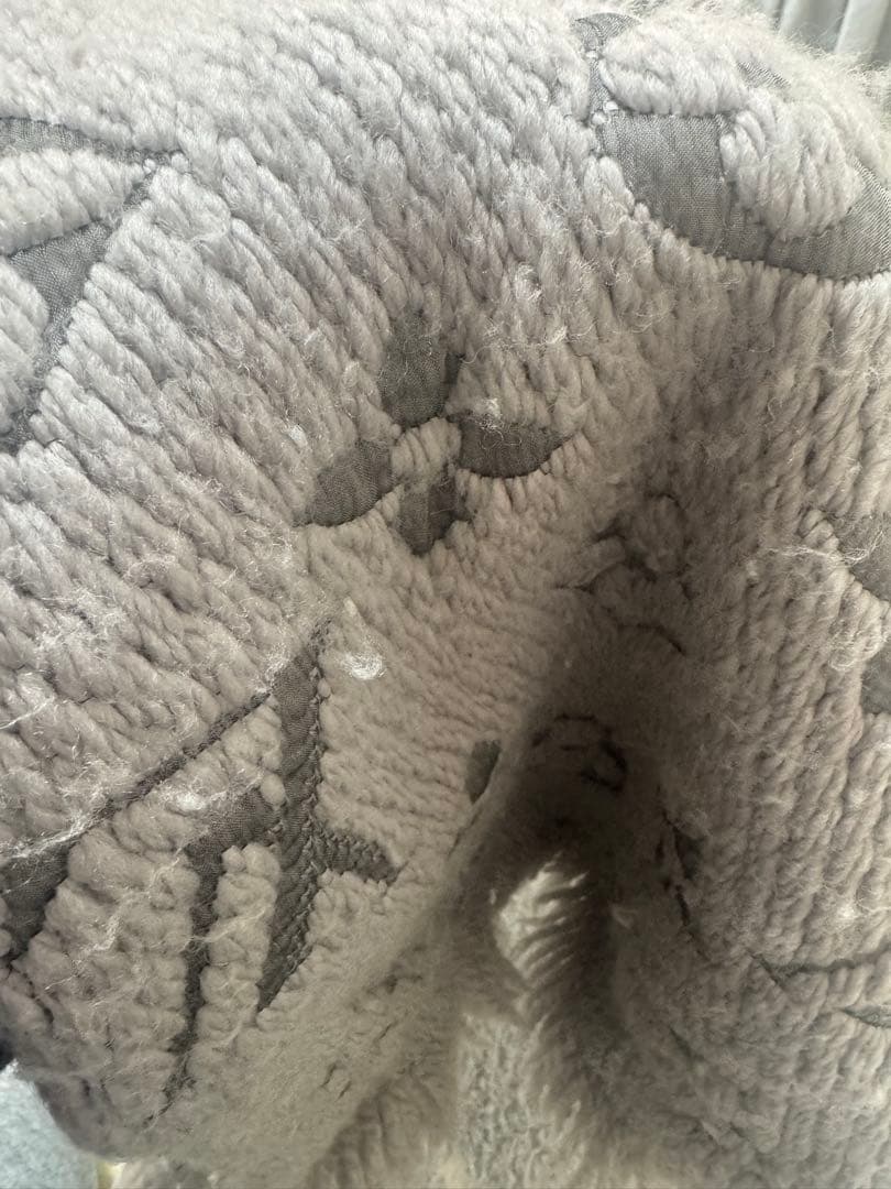 Louis Vuitton グレー ロゴマフラー フリンジ付き