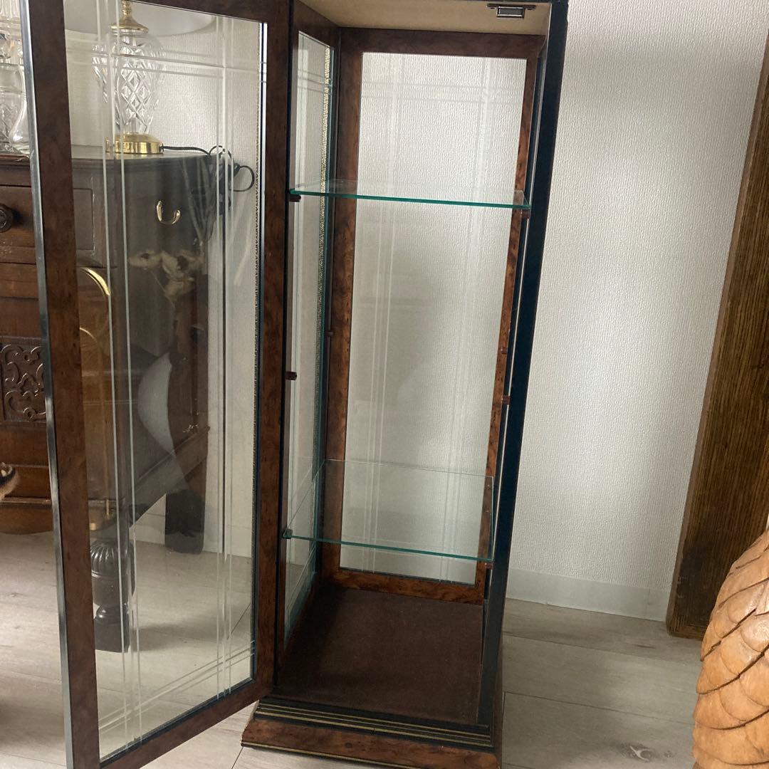 木製ガラスキャビネット 大理石調天板