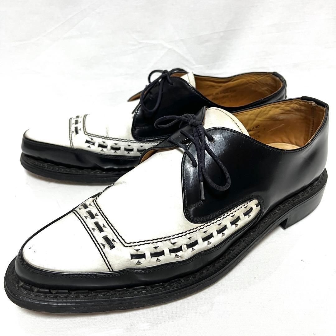 ★E COX★3705★白黒レザーシューズ★9(27.5cm)★