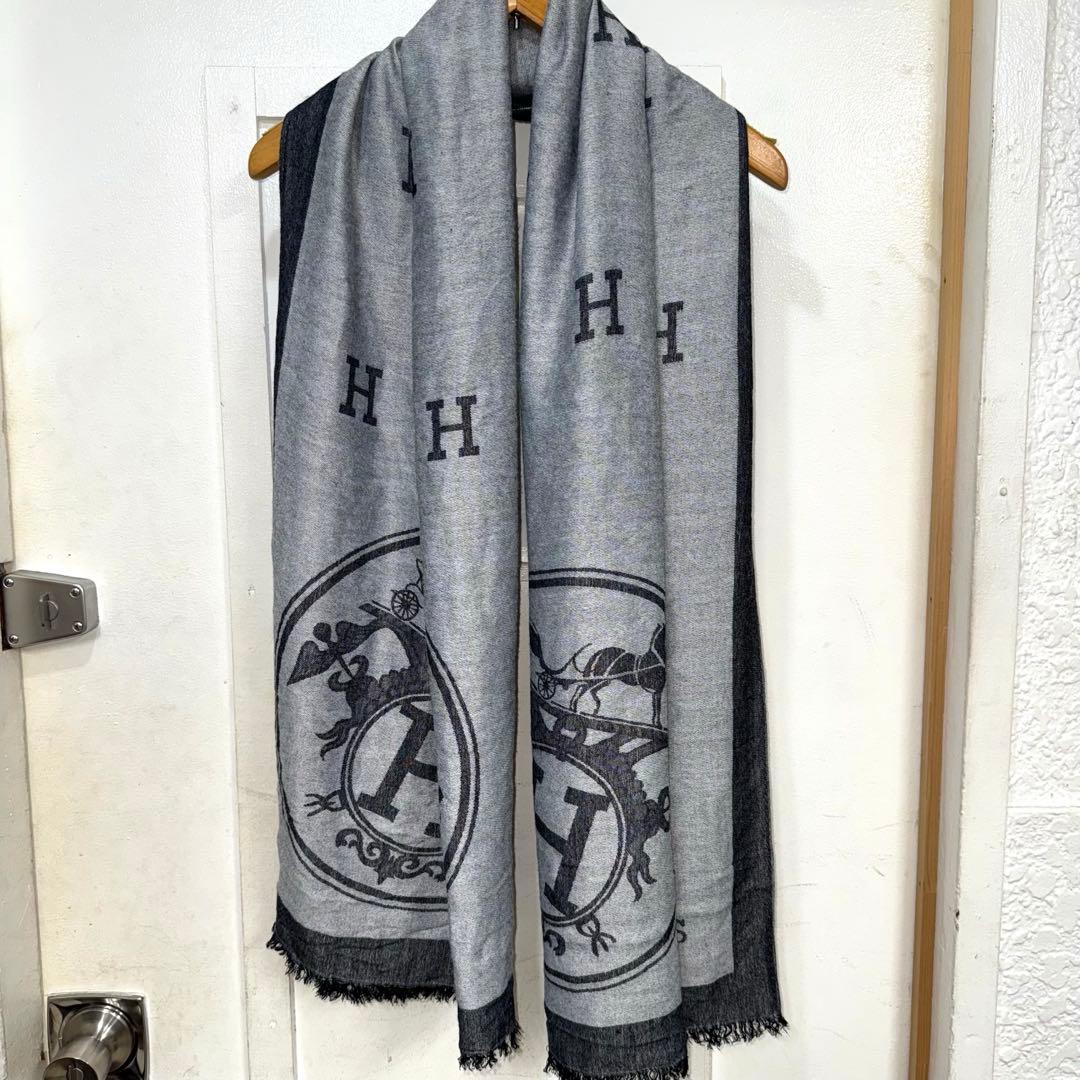 【美品】 HERMES エルメス ストール　マフラー シルク　カシミヤ