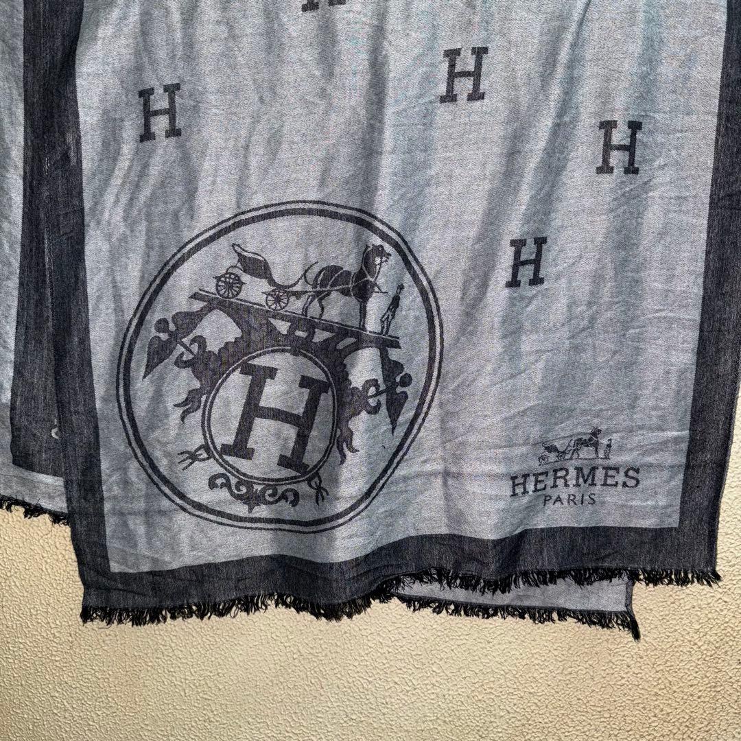 【美品】 HERMES エルメス ストール　マフラー シルク　カシミヤ