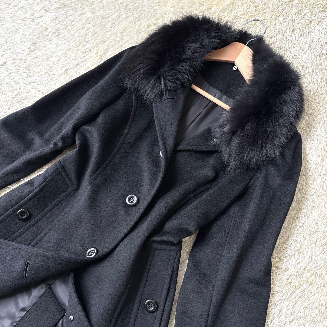 極美品☆SAGA FURS コート　カシミヤ　ブルーフォックス11 Aライン