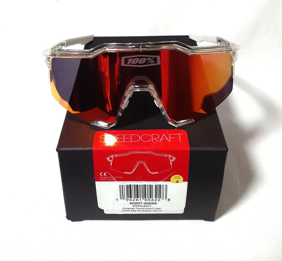 100% Speedcraft クリア レッド ワンハンドレッド サングラス