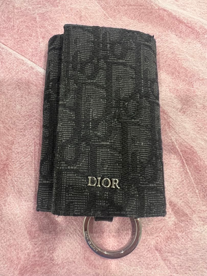 （訳あり）6連→2連（欠品） Dior ブラック キーケース キーリング付き
