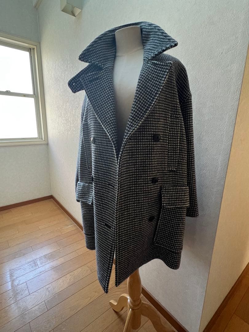 チェック柄ダブルブレストコート Mサイズ