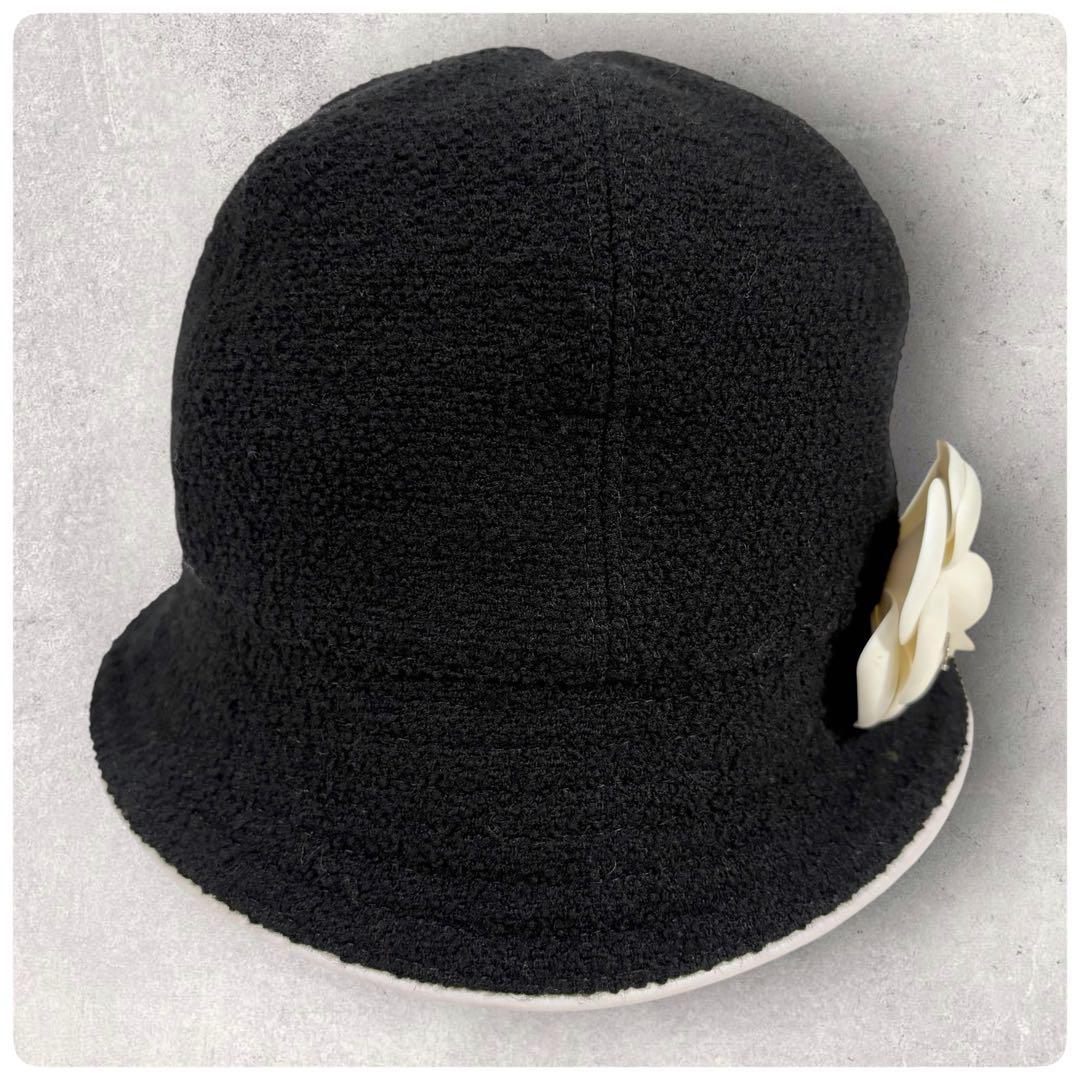 希少✨極美品 CHANEL シャネル バケットハット カメリア サイズ57 黒