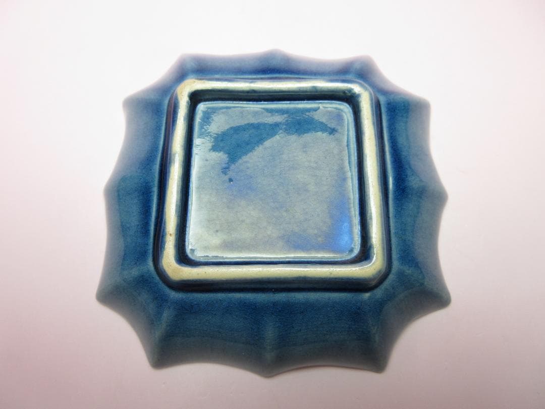 珉平焼 四方隅切皿 交趾陽刻 小皿 ７枚　70707