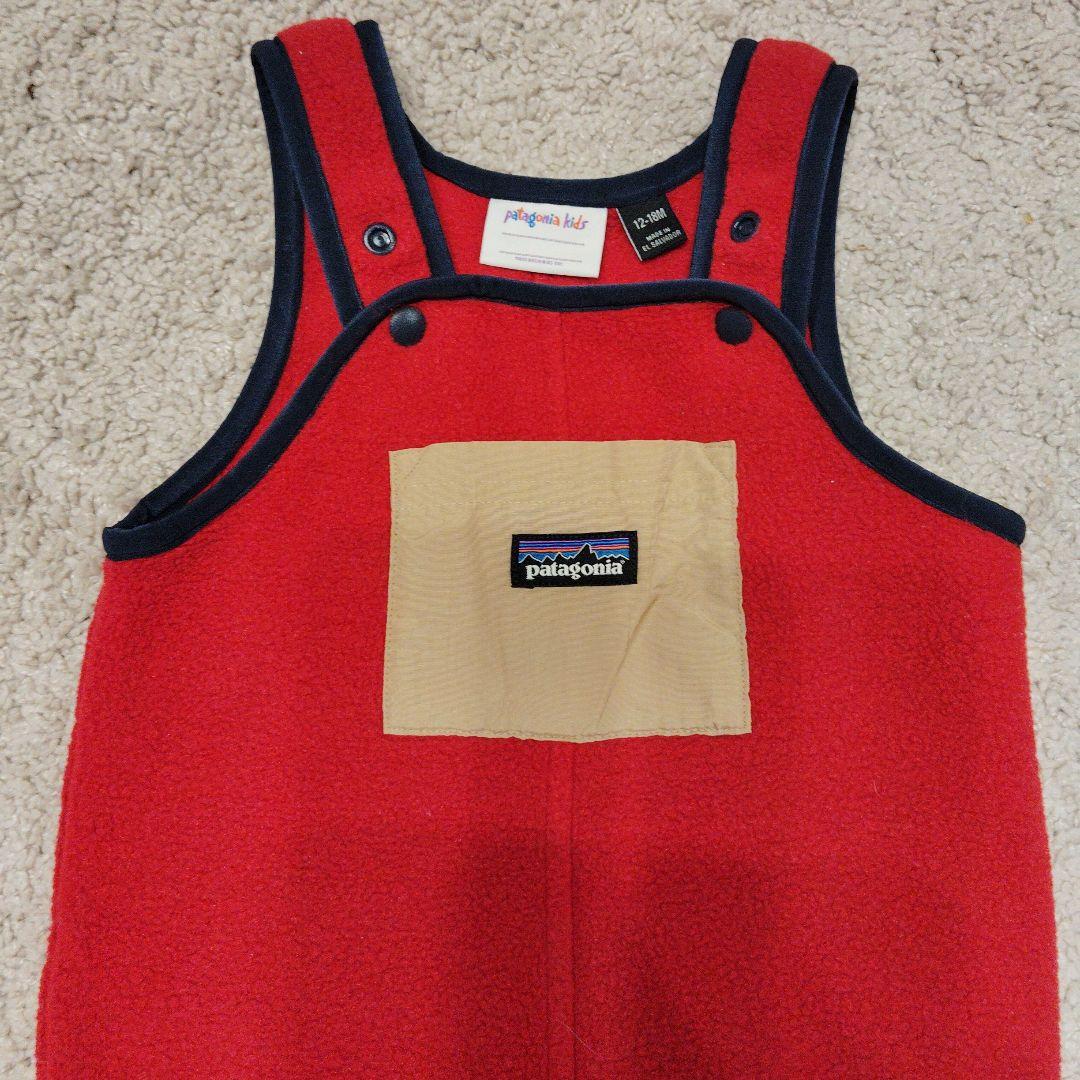 patagonia フリースオーバーオール 赤