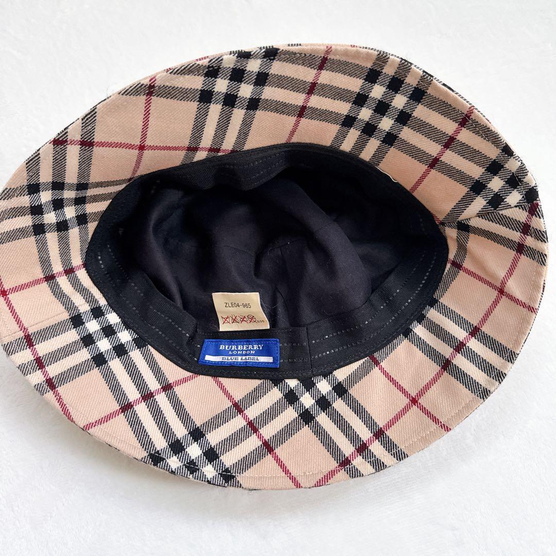 バーバリー ブルーレーベル ウール バケットハット ノバチェック バケハ 帽子