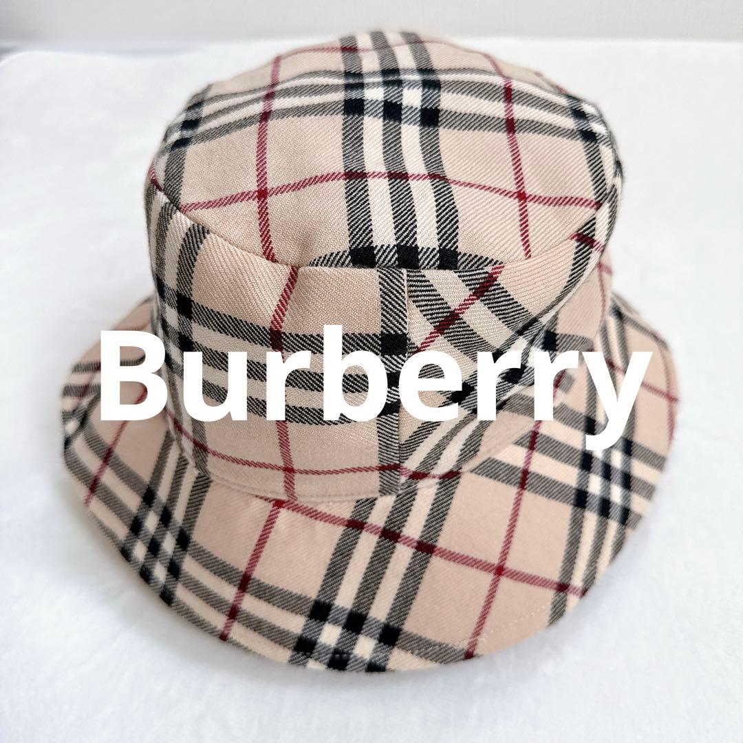 バーバリー ブルーレーベル ウール バケットハット ノバチェック バケハ 帽子