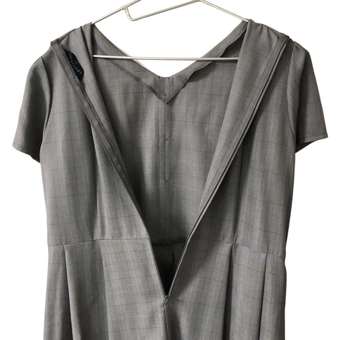 CHOPIN deux ショパンドゥ 半袖ワンピース リボン付き グレー165㎝