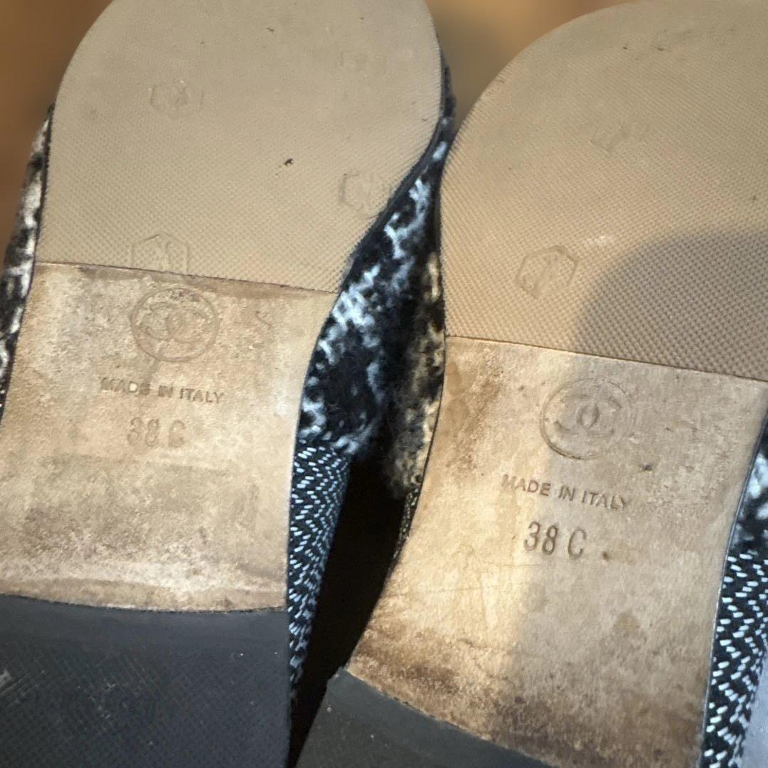 CHANEL フラットシューズ ブラック/ホワイト　38C