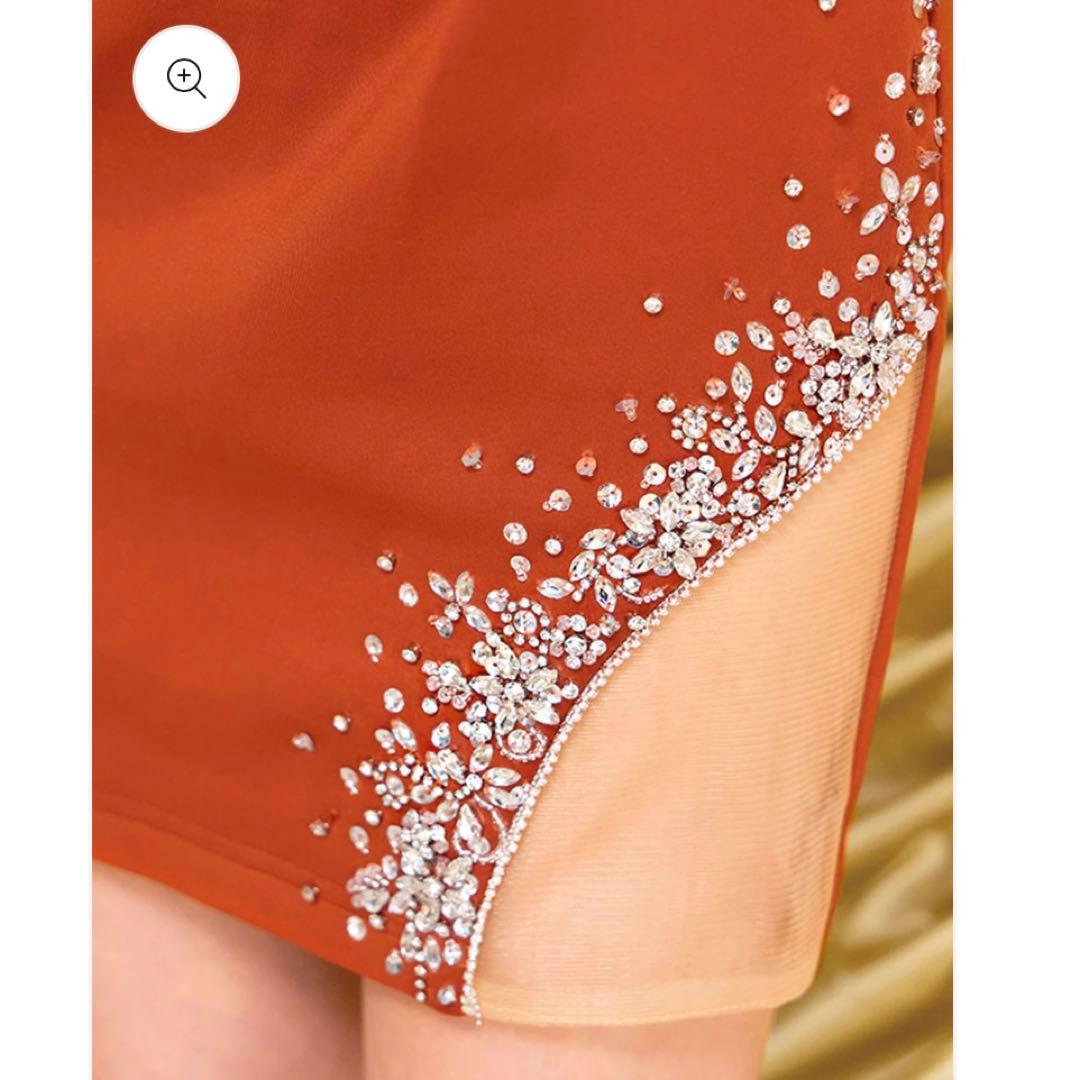 エンジェルアール　オレンジ スリットビジュードレス