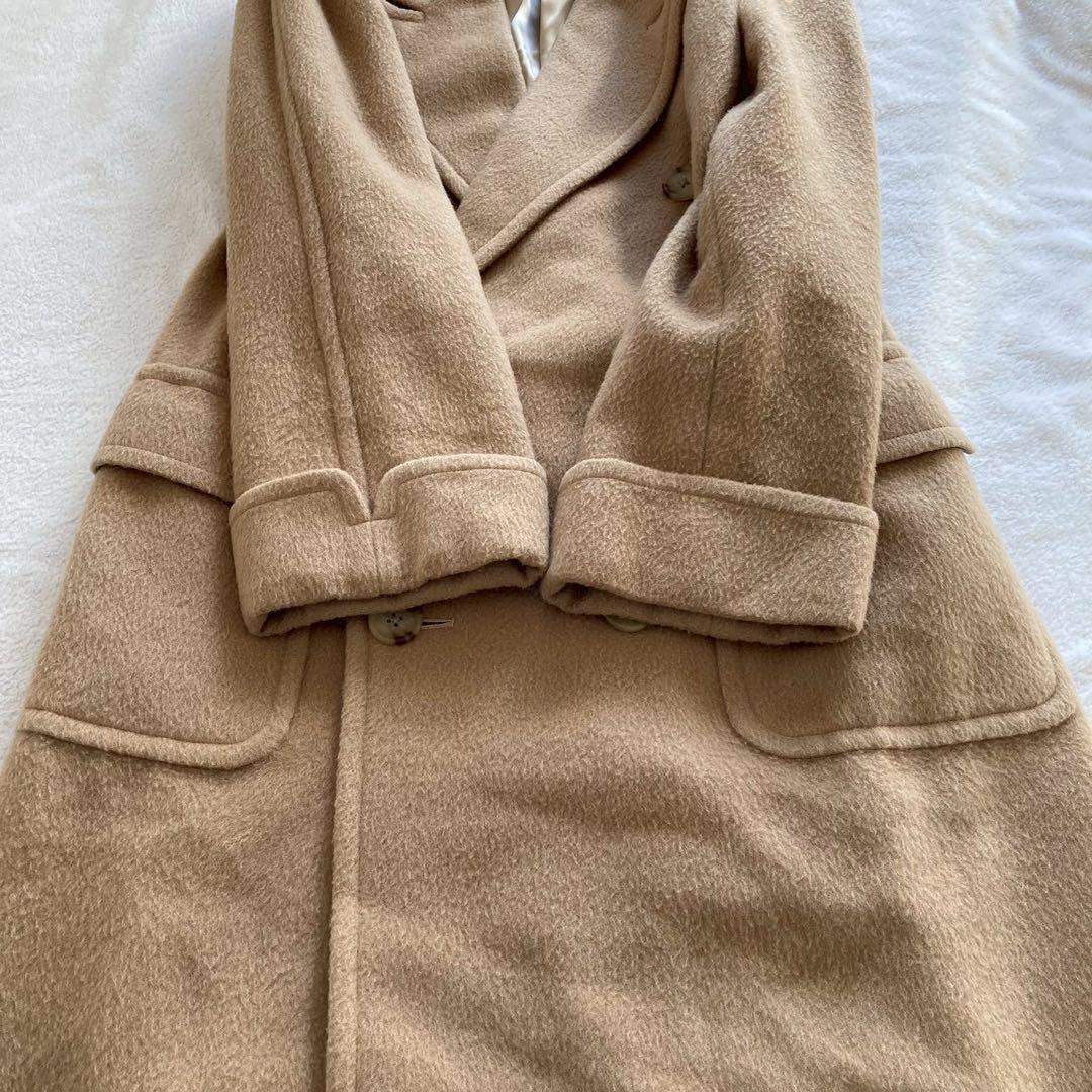 ラルフローレン ウール混 ダブル ロングコート 9号 ブラウン きれいめ 上質