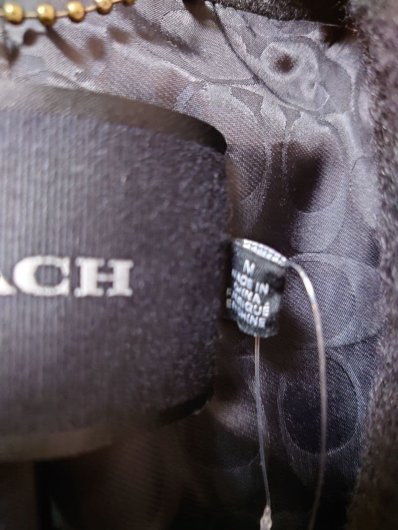 極美品 COACH レザー切替ウールロングコート ターンロック シグネチャー M