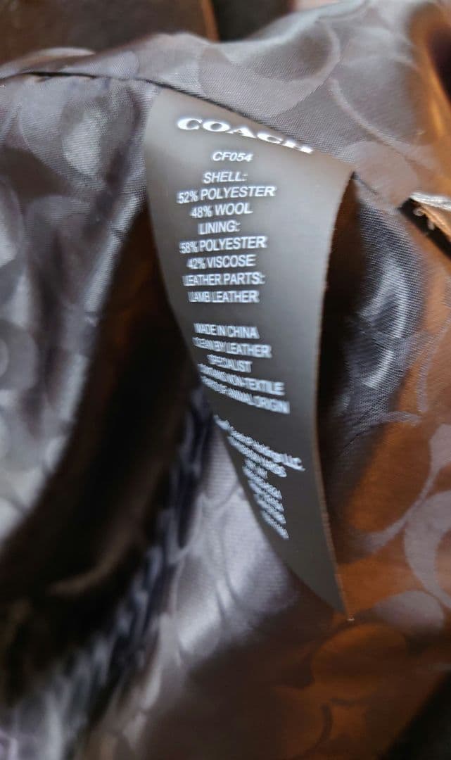極美品 COACH レザー切替ウールロングコート ターンロック シグネチャー M