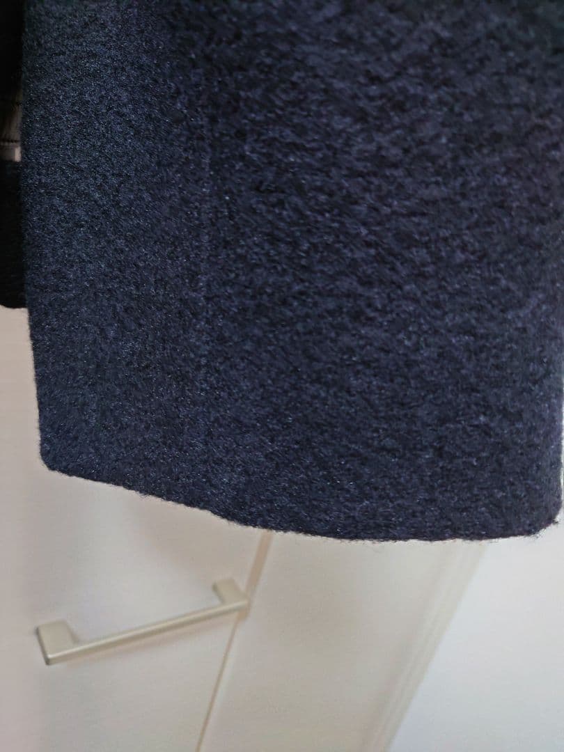 極美品 COACH レザー切替ウールロングコート ターンロック シグネチャー M