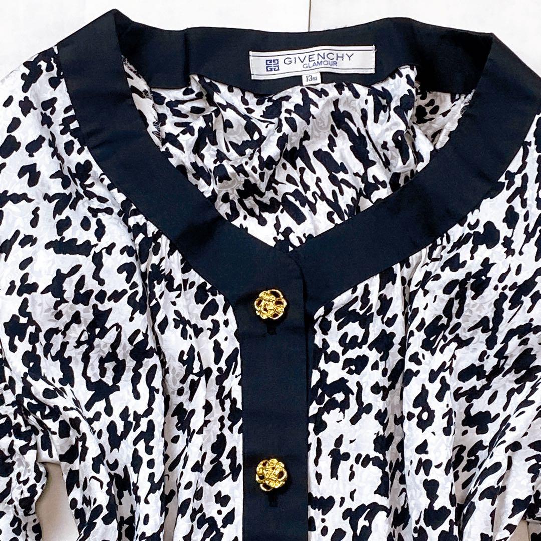 美品 総シルク ウエストゴム ジバンシー 総柄 金ボタン LL 大きいサイズ