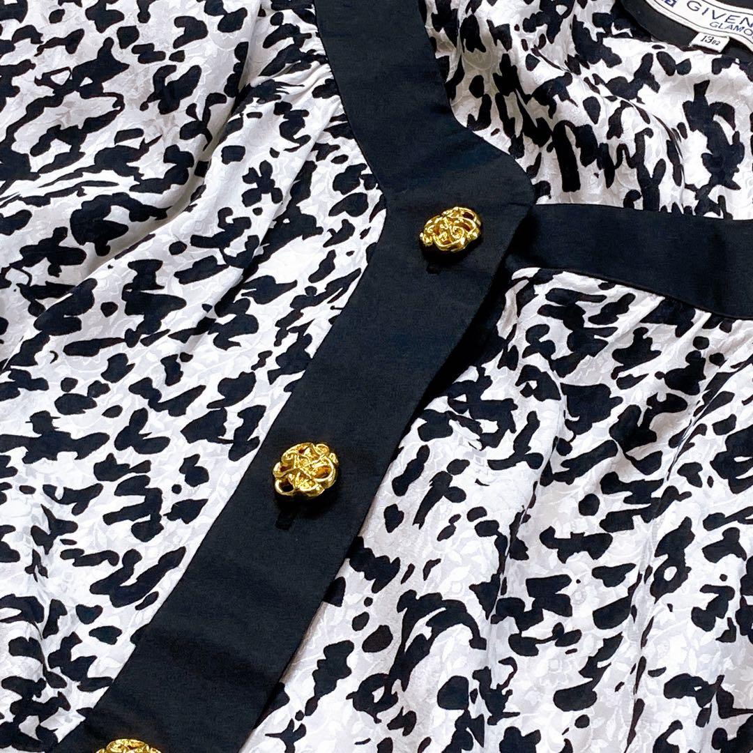 美品 総シルク ウエストゴム ジバンシー 総柄 金ボタン LL 大きいサイズ