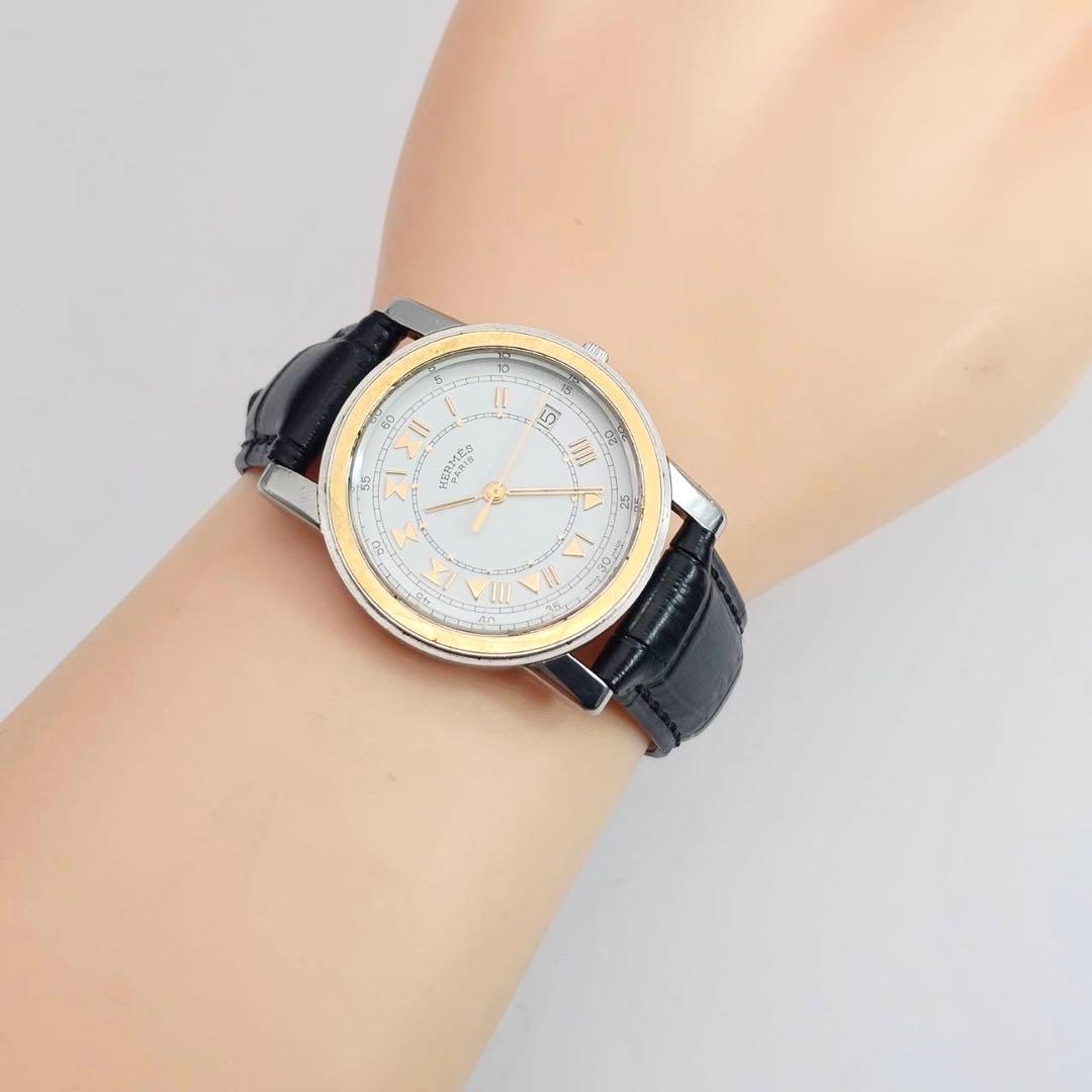 新品ベルト✨　エルメス キャリック 時計 腕時計 ボーイズ レザー　クォーツ