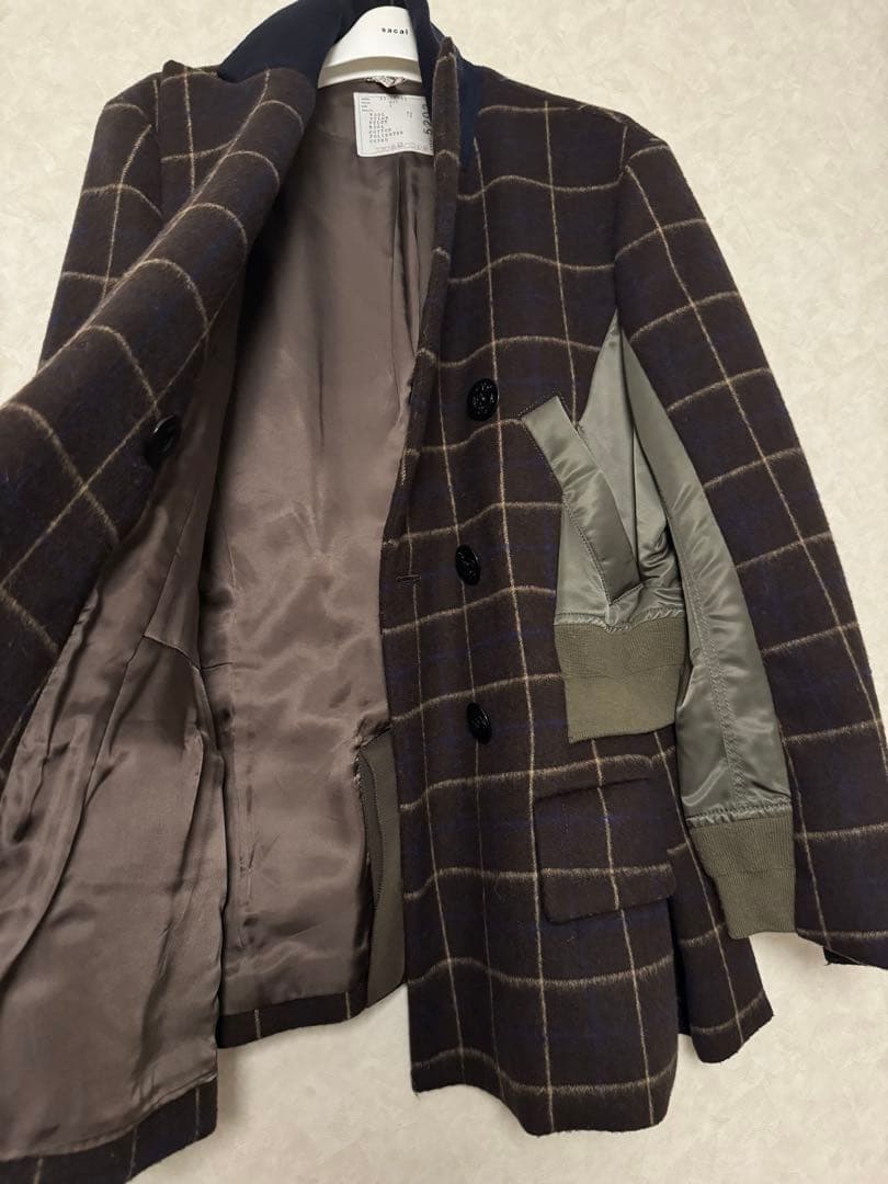 Sacai サカイ✰ コレクション美品クリーニング済　チェック　MA-1 コート