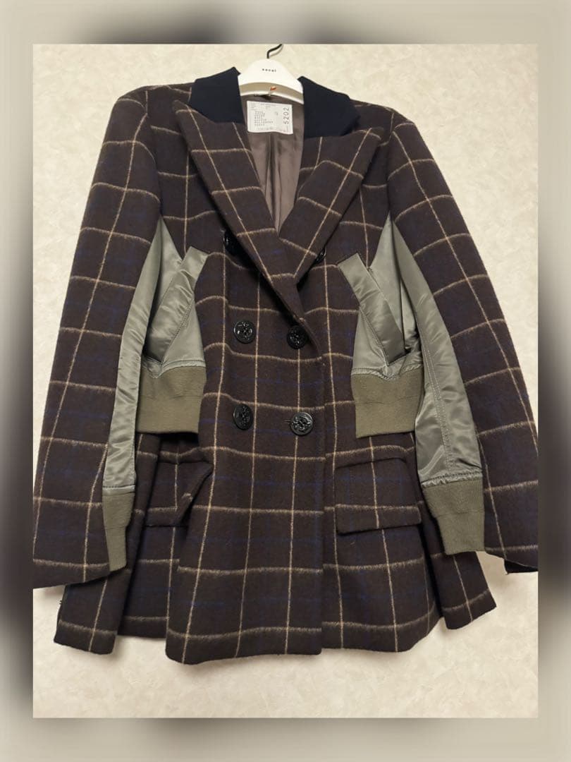 Sacai サカイ✰ コレクション美品クリーニング済　チェック　MA-1 コート
